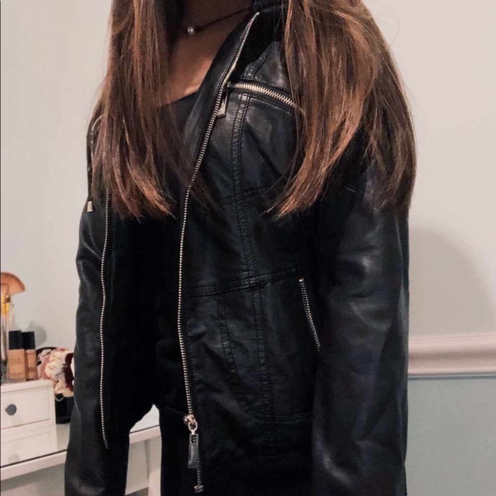 Faux Black Leather Jacket